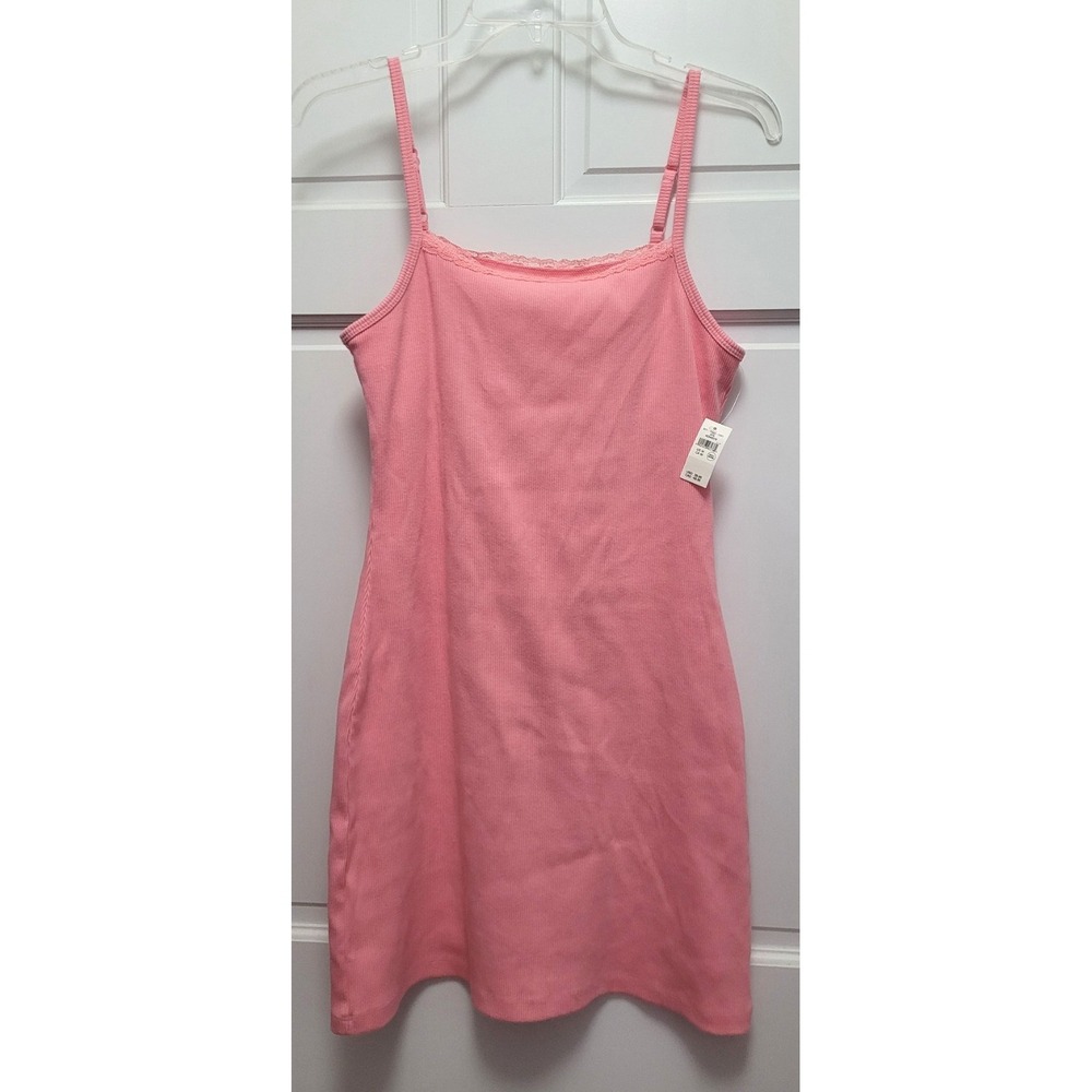 Aerie Women's Ribbed Knit Spaghetti Strap Sleeveless Mini Dress - Peach - M
